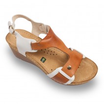 Sandale Leon 1010 alb cu maro - dama