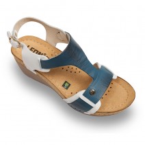 Sandale Leon 1010 alb cu albastru - dama