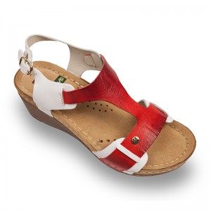 Sandale Leon 1010 alb cu rosu - dama