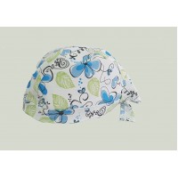 Boneta alba cu floricele blue
