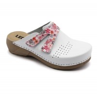 Saboti medicali Leon 3200 alb cu flori - dama