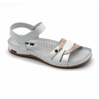 Sandale Leon 961 alb cu somon - dama