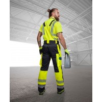 Pantaloni reflectorizați cu pieptar SIGNAL galben-negru H5934