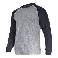 TRICOU BUMBAC CU MANECA LUNGA / GRI-NEGRU