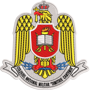 Emblema Colegiului Național Militar „Dimitrie Cantemir” format 9 cm x 9 cm