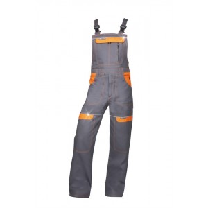 Pantaloni de lucru cu pieptar PROFESIONALI COOL TREND GRI-PORTOCALIU H8408 