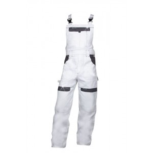 Pantaloni de lucru cu pieptar PROFESIONALI COOL TREND ALB H8802 