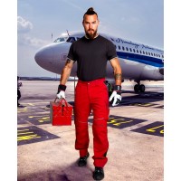 Pantaloni de lucru URBAN roșu aprins H6490 in talie