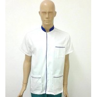 Halat cu guler tip tunica cu paspol albastru royal